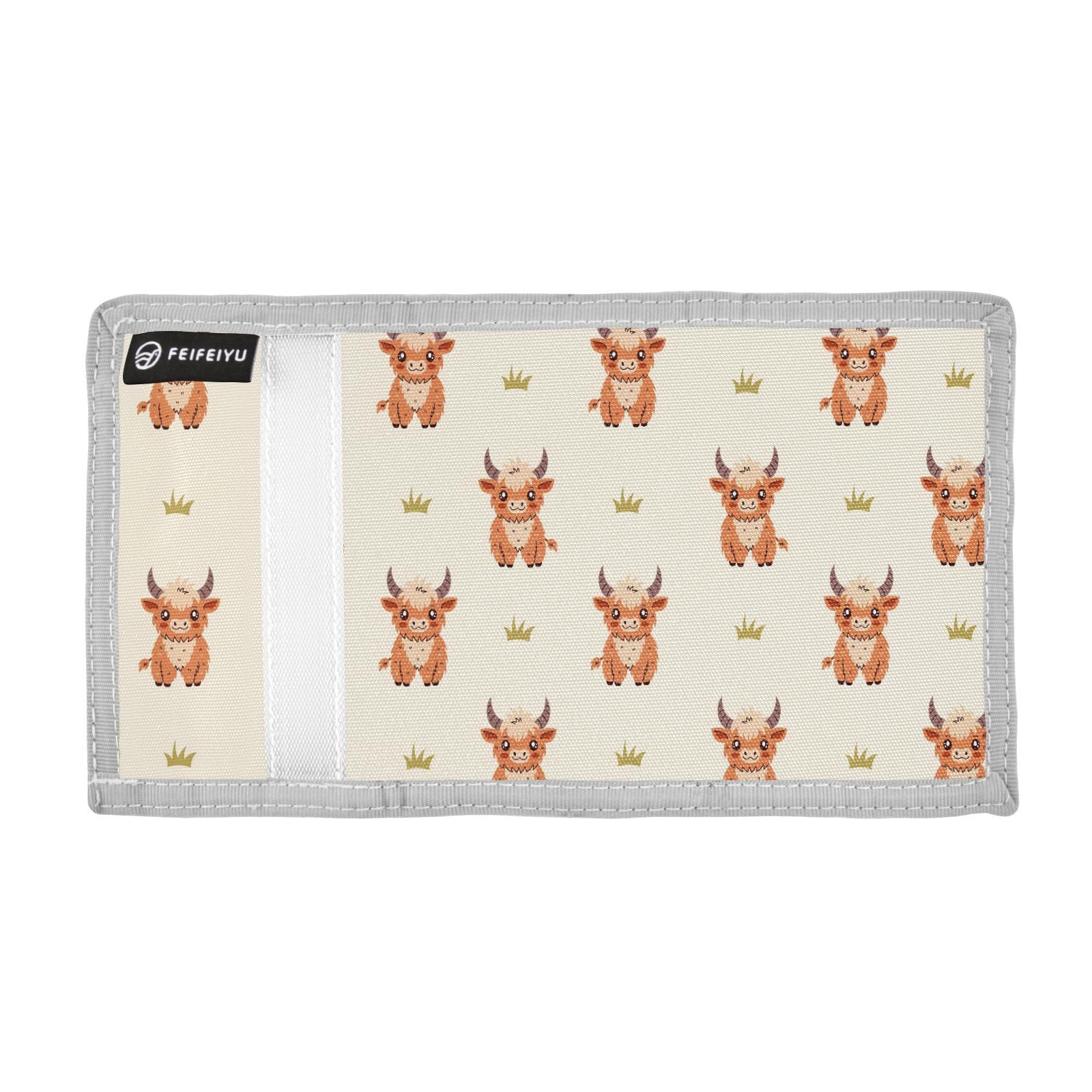 JHKKU Cute Highland Cow Trifold Wallets for Kids Boys Girls, Outdoor Sports Wallet for Teen, with Zipper Coin Pocket Novelty Purse