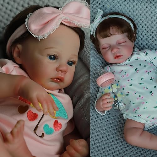 SCOM Muñecas de bebé Reborn realistas Meadow de 18 pulgadas + Selina 19 pulgadas Muñecas de bebé Reborn realistas