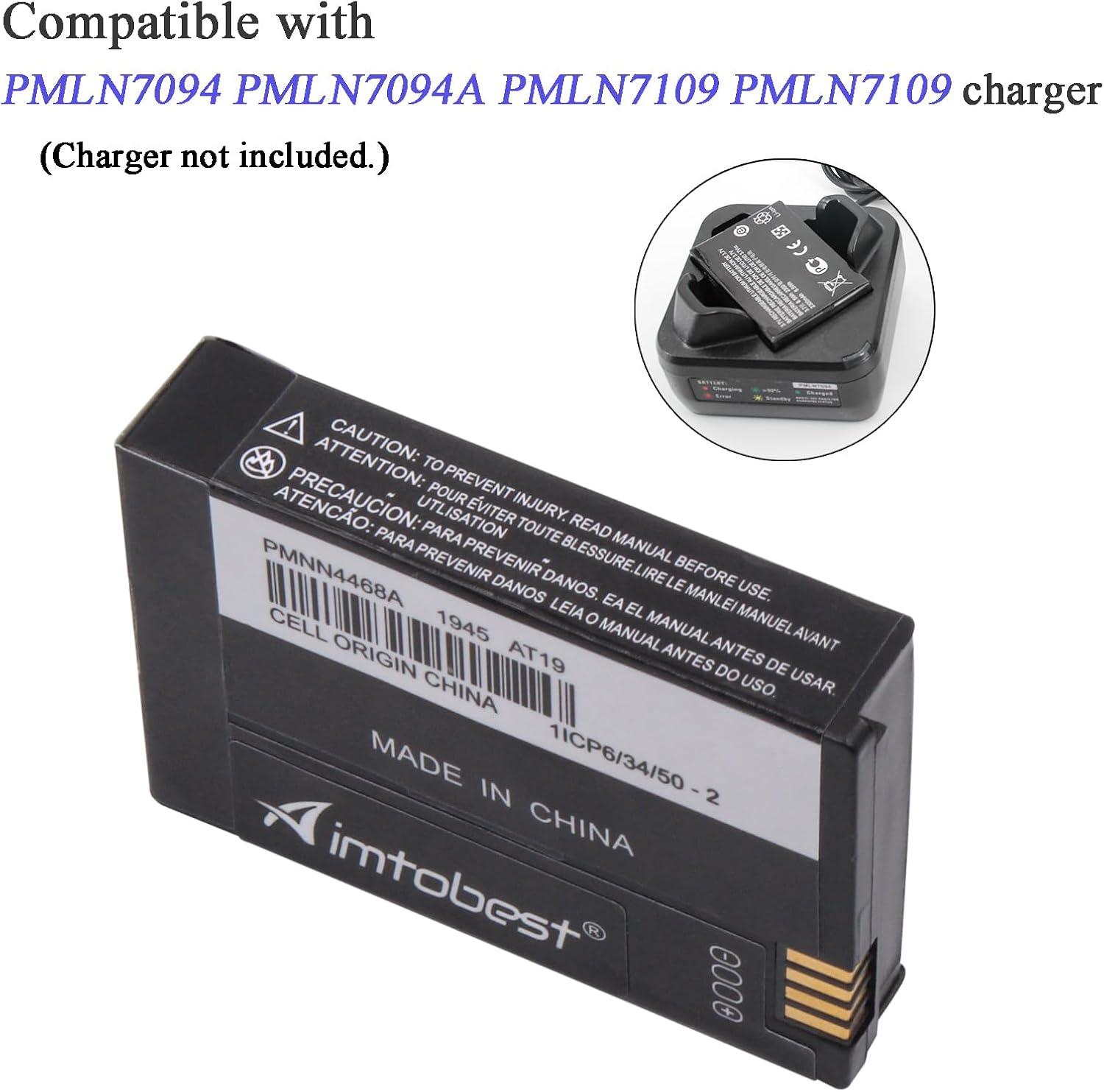 (4-Pack) PMNN4468A PMNN4468B PMNN4468 2300mAh Li-ion Battery Compatible for Motorola SL300 SL7550 SL7580 SL7590 SL3500e SL7550e SL1M SL2K TLK100 Radio