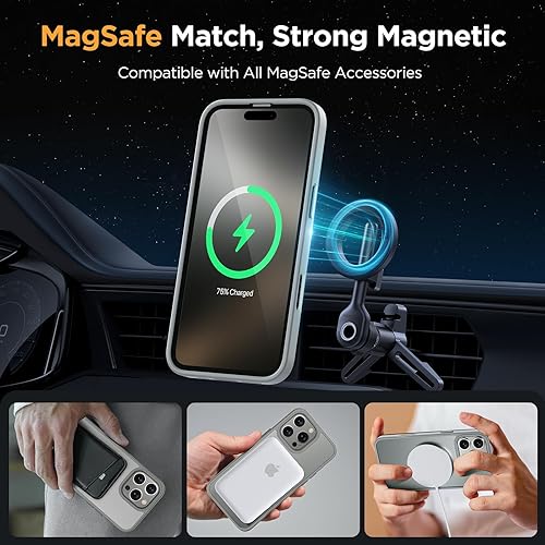 Miniatura 144 de Miracase - Funda magnética para iPhone 13 de 6.1 pulgadas (compatible con MagSafe) (con 2 protectores de pantalla), protección de grado militar