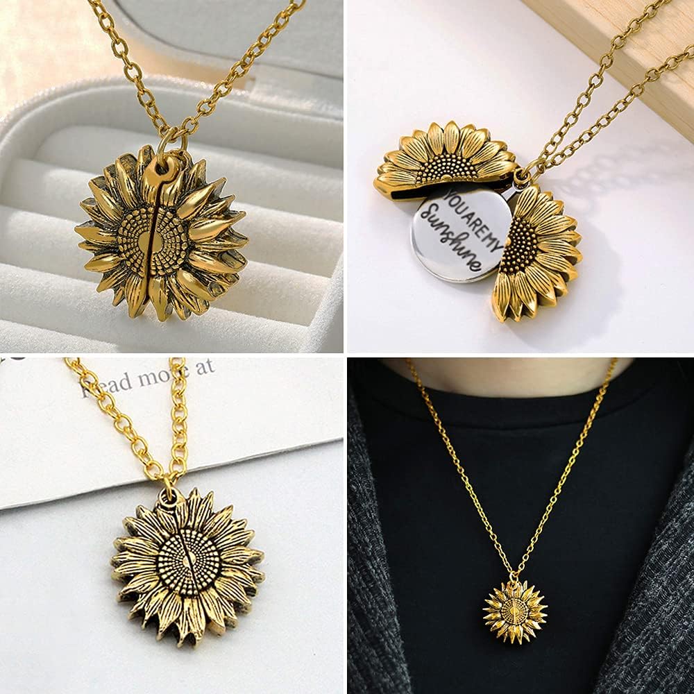 Christmas Gifts Sunflower Gifts for Women Daughter Son Girlfriend Wife Mom Friends Sisters Aunt, You are My Sunshine Necklace Gift Box for Birthday Wedding Mother's Day Xmas Present Sunflower Home Decor