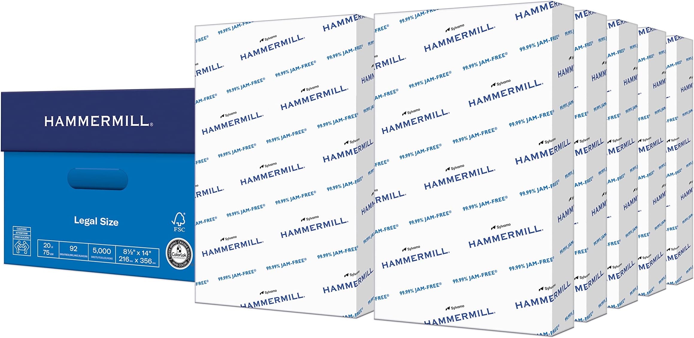 Hammermill Paper, CopyPlus, 20lb, 8.5 x 14, Legal, 92 Bright, 5,000 Sheets/10 Reams, Made in the USA