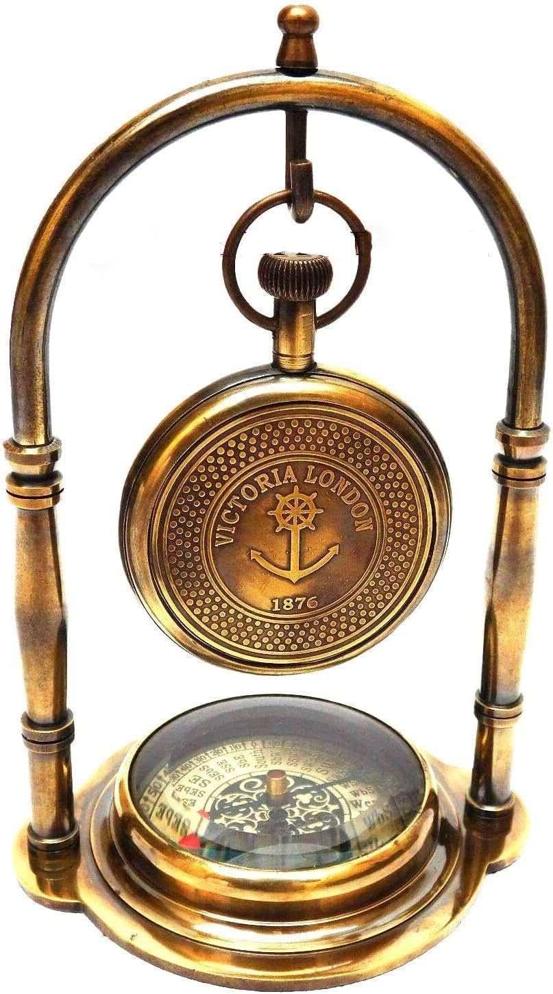 Antique Vintage Small Table Clock | Table Clock for Living Room | Vintage Nautical Design, Elegant Home or Office Décor | Desk Tables & Shelf Decor Clocks | Non Ticking Silent Shelf Clock