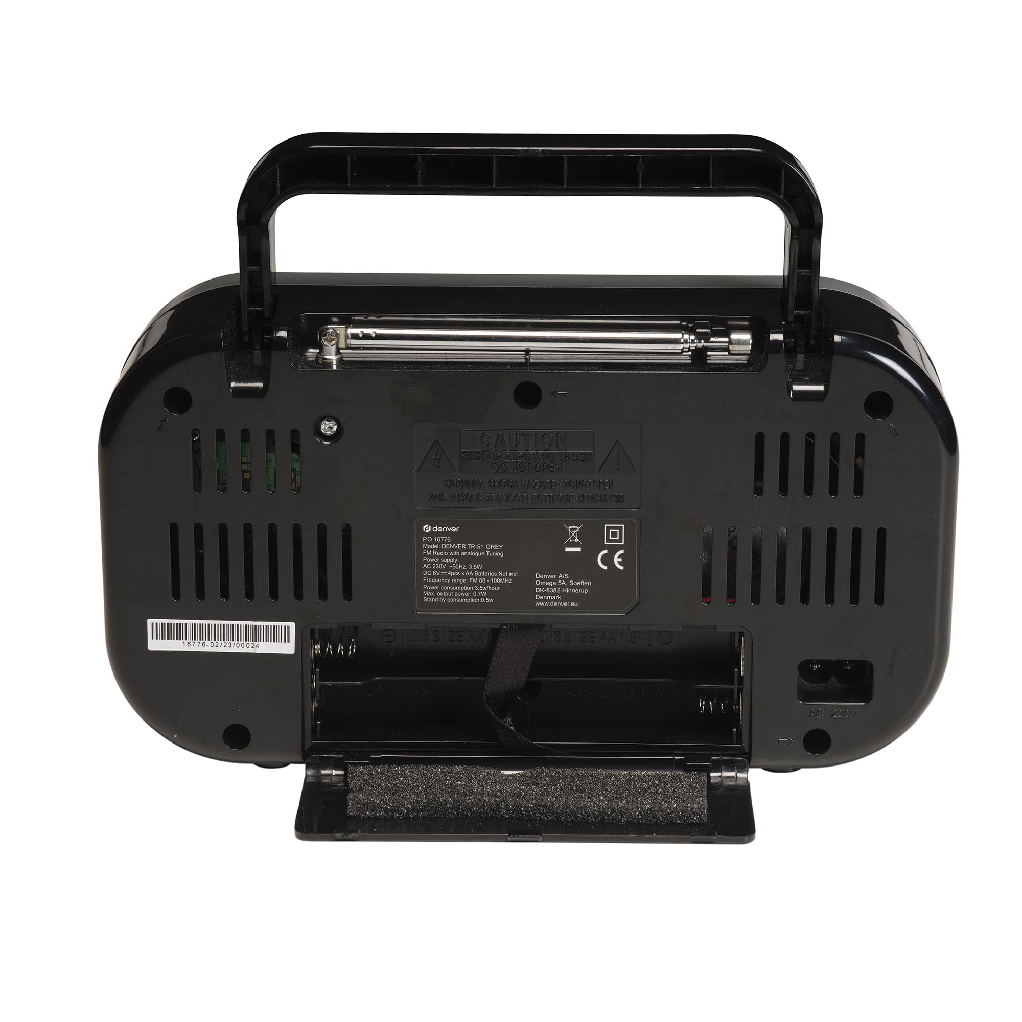 Denver TR-51W FM Koffer Radio – Tragbares Retro Mini Radio mit analoger Sendersuche – Netz- und Batteriebetrieb – Kompakte Bauweise und klarer Klang
