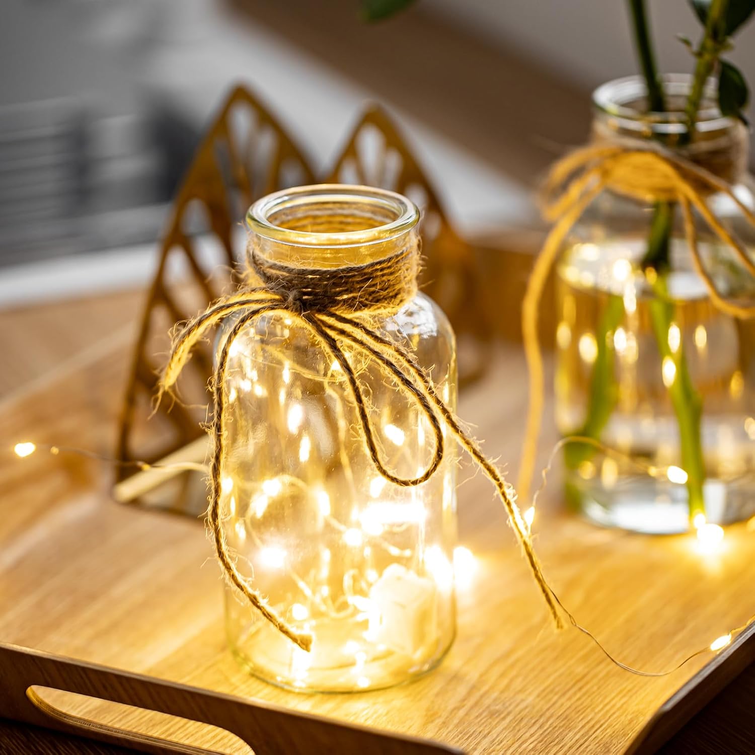 Vintage Glass Vases, Mason Jars for Centerpieces, Farmhouse Mason Jar Vase with Rope Design, Centerpiece Vases for Table, Wedding & Home Decor (6) - Image 5