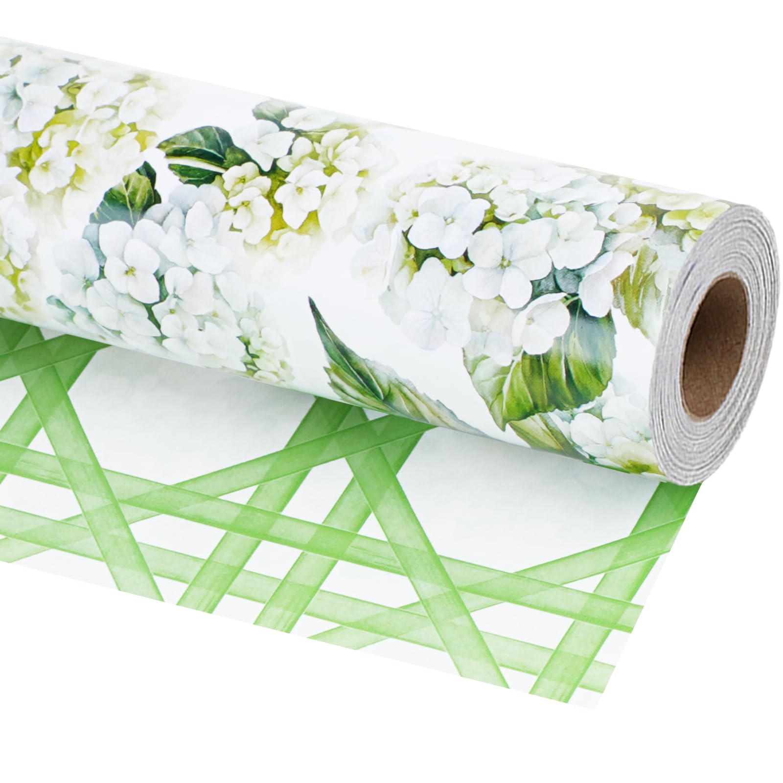 BIOBROWN Hydrangea Floral Wrapping Paper Roll,43cm x 10m