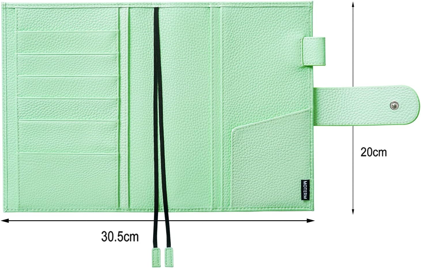 Moterm Leather Cover for Stalogy B6 - with Back Pocket, Pen Loop and Card Slots (Pebbled-Mint, B6+)