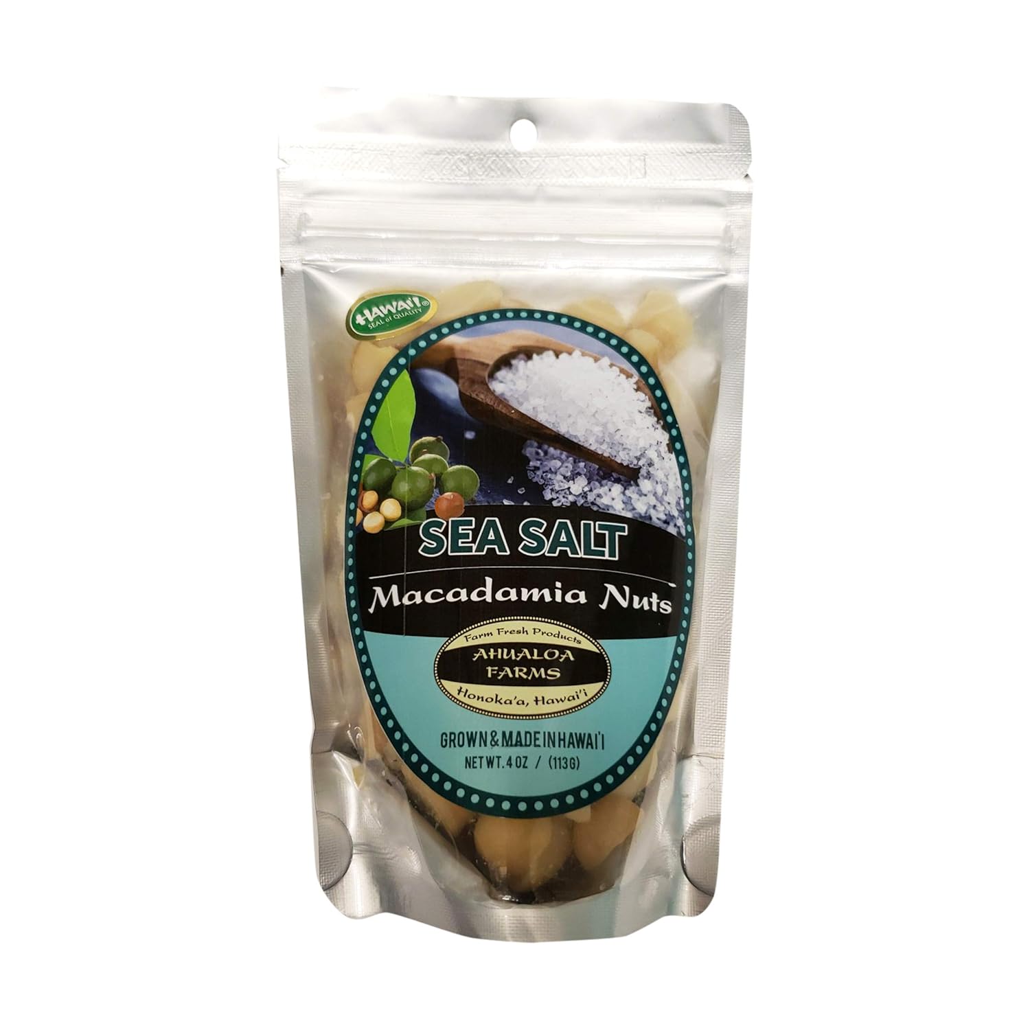 AHUALOA FARMS Sea Salt macadamia nuts, 4 OZ Grocery