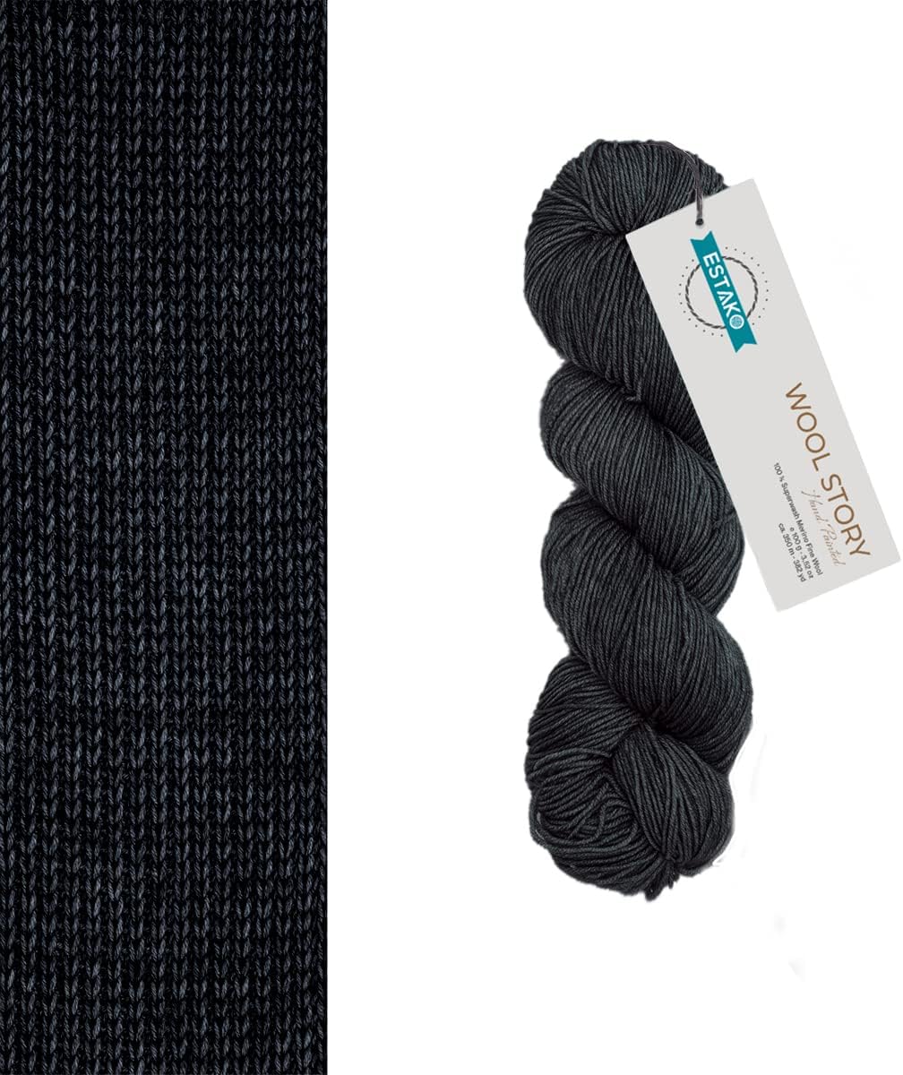 Estako Wool Story Hand Painted 100% Superwash Merino Wool. Super Fino (1) / 3.52 Oz - 100 gr / 382 Yard - 350 mt (7802 - Forged Iron)