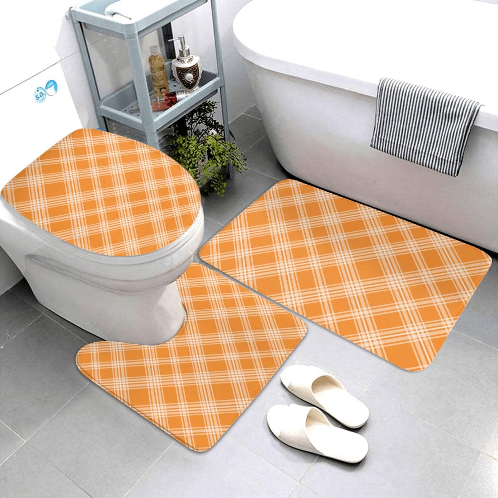 Tapis de salle de bain ultra absorbants et antidérapants lot de 3 orange