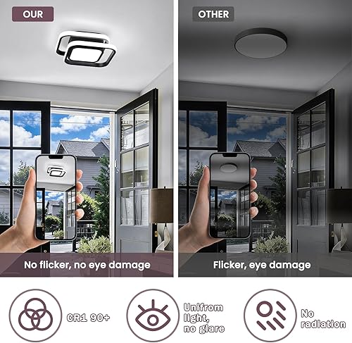 Miniatura 3 de CANEOE Pequeña lámpara de techo LED moderna de acrílico cuadrado en blanco frío 6000K para dormitorio, cocina, sala de estar, estudio, pasillo,