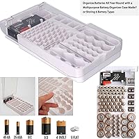 Vista 2 de Battery Organizer Storage Box with Tester,Clear Lid Battery Organizer Storage Case Holder Holds 93 Batteries Battery Storage Box Battery Carrying