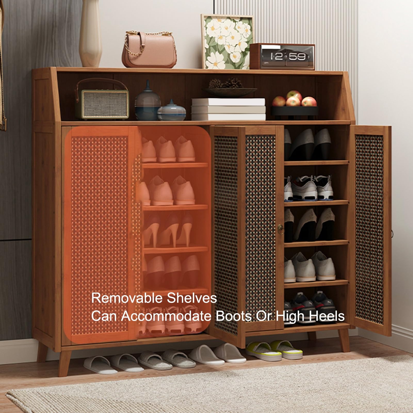 Schuhschrank Schmal, Vertikales Schuhregal, Multifunktional Schuhablage Schuhaufbewahrung, Platzsparend Regal für Schuhe, für Flur, Wohnzimmer, Schlafzimmer(110x60x31cm/43.3x23.6x12.2in)