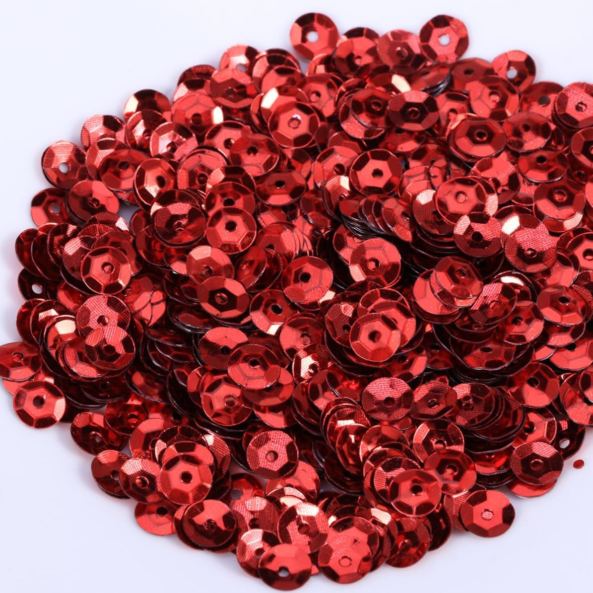 1000pcs Red 6mm Round Sequins, Lightweight PVC