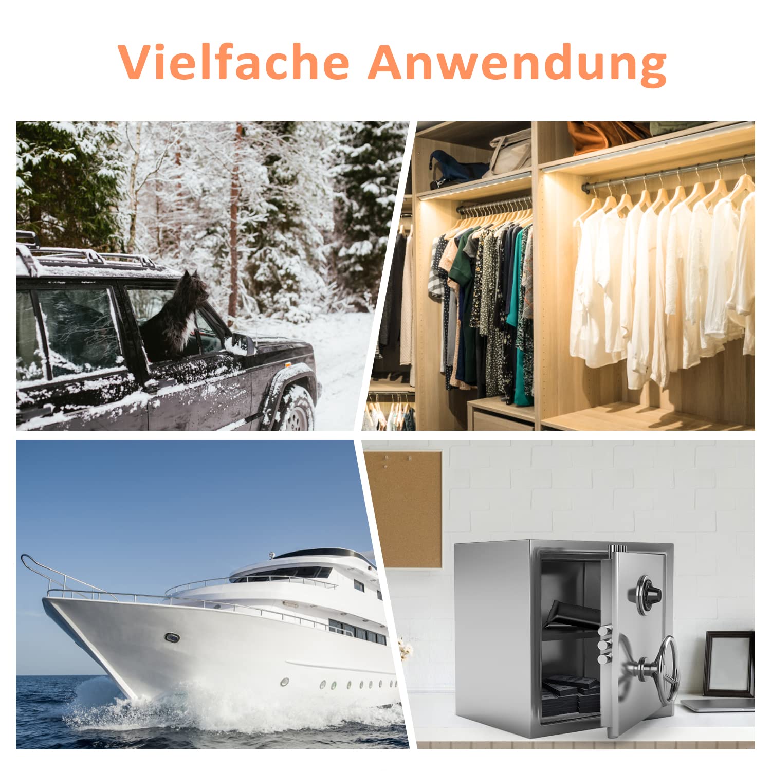 4x500G Luftentfeuchter Auto wiederaufladbar Feuchtigkeitskissen Mikrowelle schnell wirkende Entfeuchtung Tasche für Auto Keller Garage RV Feuchtigkeitsentfernung (Packung mit 2)