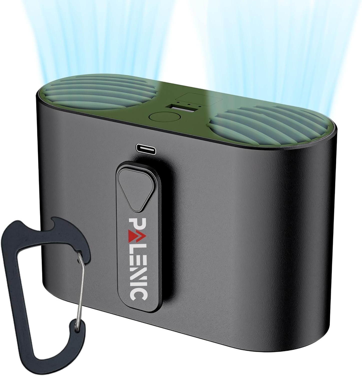 Portable Waist Fan 10000mAh Rechargeable, 3-in-1 Mounting Options, 11H Max Cooling, 4 Speeds Strong 24000RPM Belt Clip Fan, with Neck Mount, perfect Personal Outdoor Work, Hiking, Camping, Black