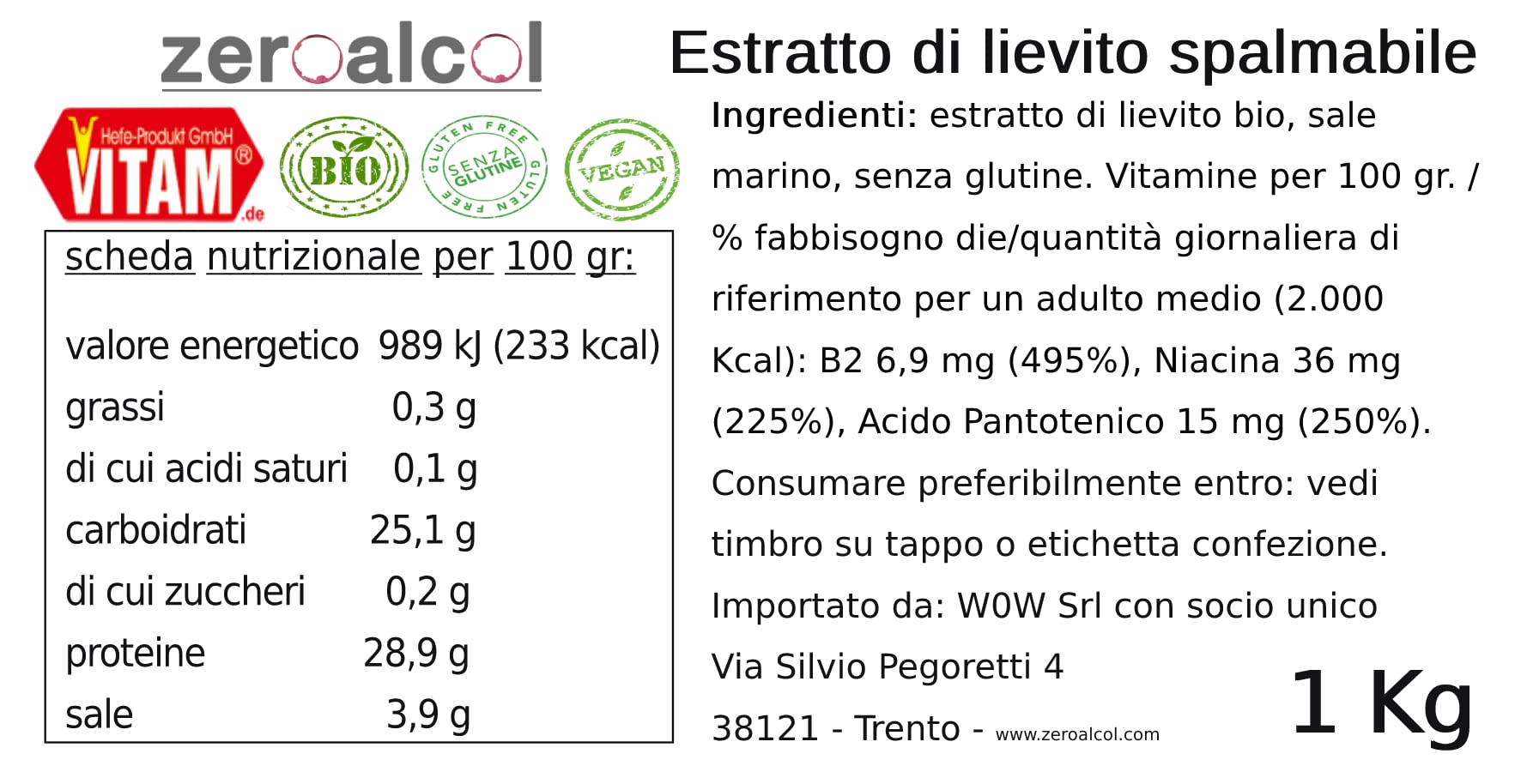 VITAM-R Extrakt aus glutenfreiem Aufstrich OK Vegan 1000 g