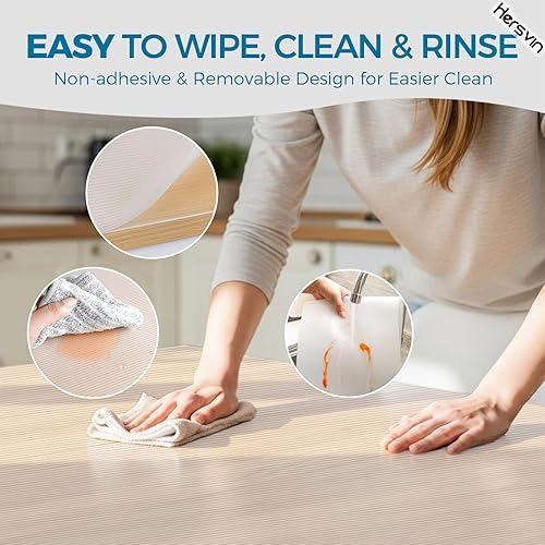 Miniatura 6 de Hersvin Revestimientos para estantes de 10 pulgadas x 20 pies, revestimiento de cajón para armarios de cocina, antideslizante, tapete antideslizante