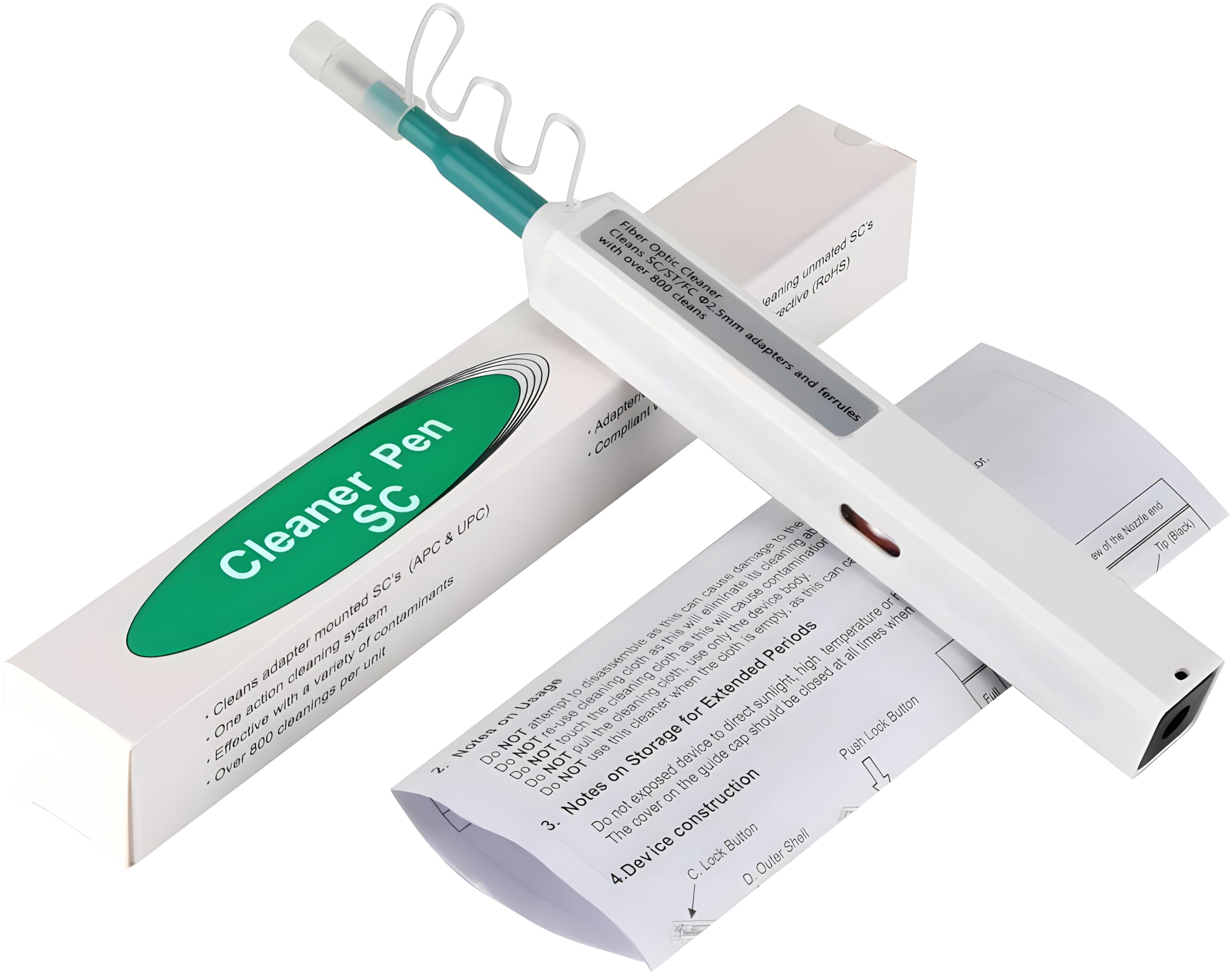 Fiber Optic Cleaning Pen 2.5mm – One Click Fiber Cleaner for SC, FC, ST Connectors | 800+ Cleans Push Type Optical Connector Cleaner Tool for APC/UPC Ferrules for FTTH, Network, Telecom Pack 1-image-46