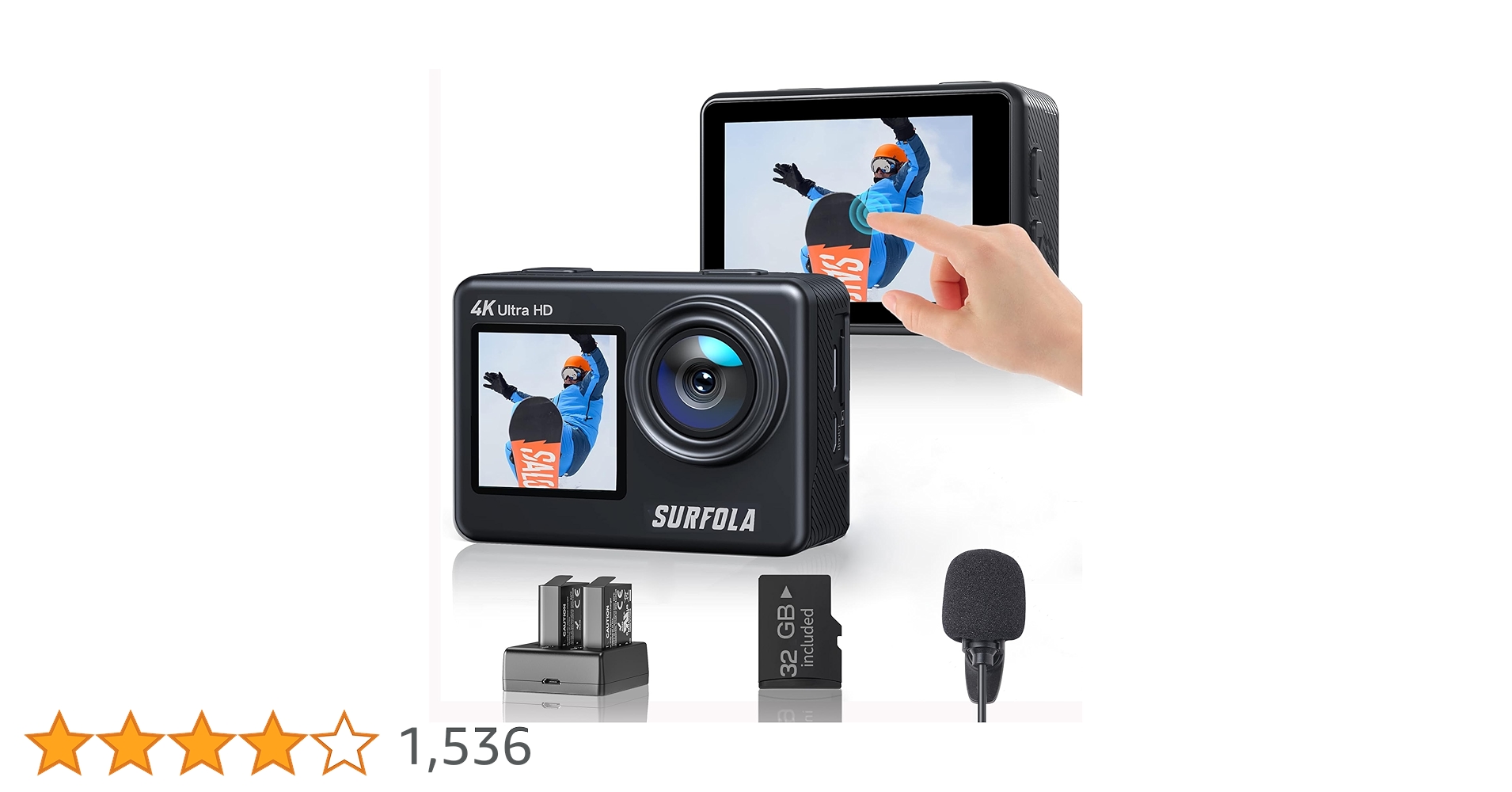 Amazon | Surfola アクションカメラ 【有線マイクと32GBカード