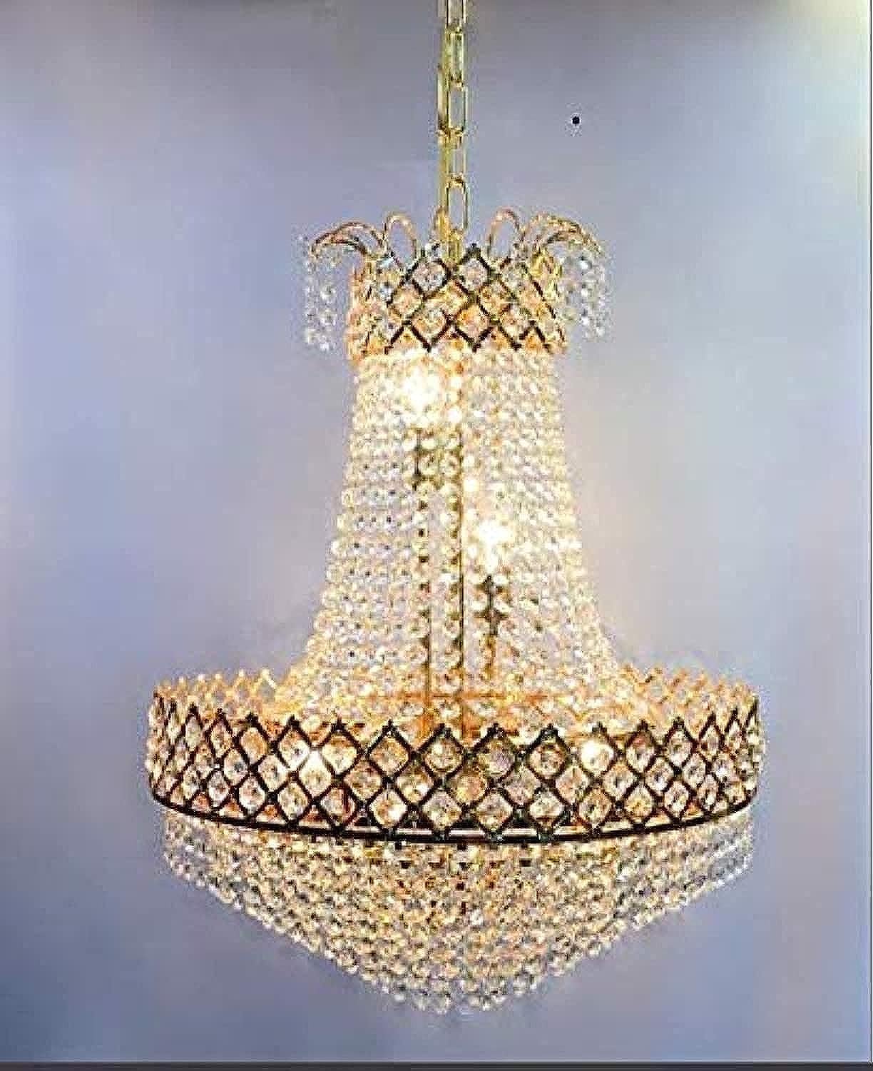 FLOSTON 20W Glass Decorative with Heavy Material Glass Crystal Pendant with The Right Choice for Home decore Chandelier, Bulbs are not Included in This Gold 480MM AC Chandelier…