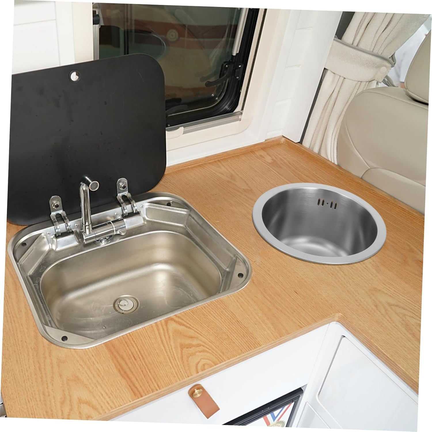 Round Stainless Sink Undermount Kitchen Sink Bowl Drain Overflow for Rv Bar Restaurant Commercial