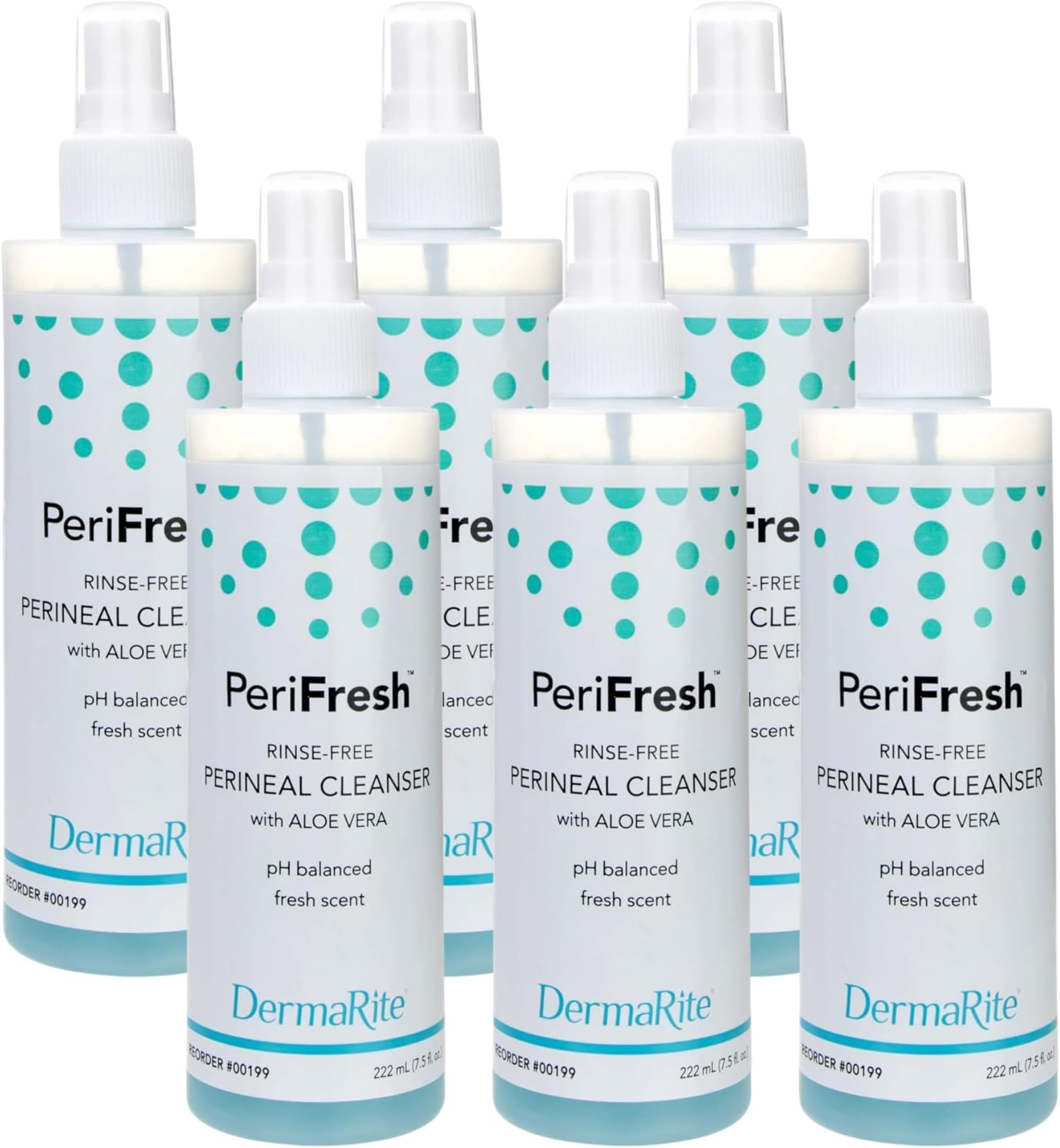 Dermarite PeriFresh Rinse-Free Perineal Cleanser 7.5 Ounces (Pack of 6)