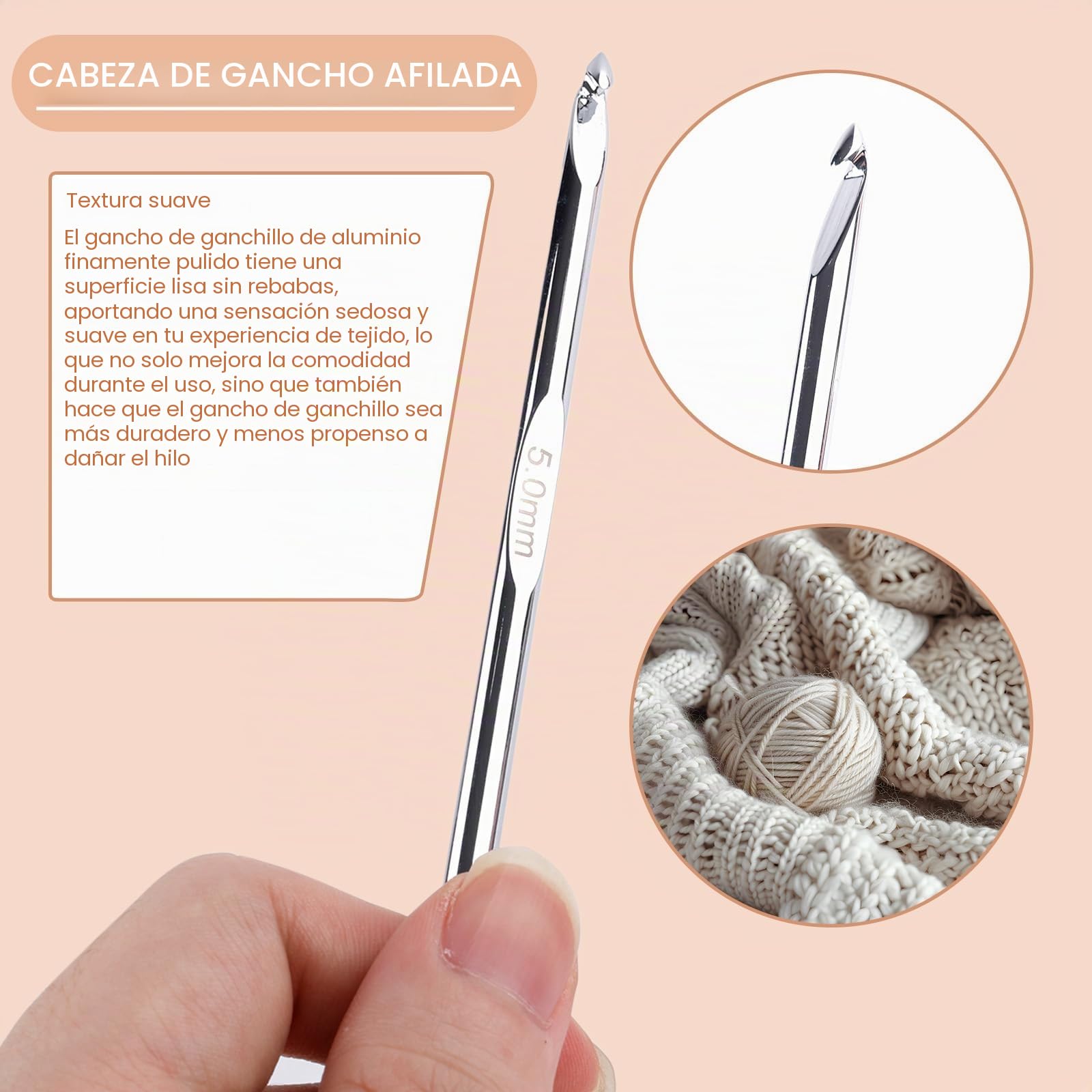 Gosknor Juego de Ganchillo Tunecinos con Cables, Aluminio Agujas de Tejer Intercambiables 3 mm a 10 mm Aguja Crochet Larga con Estuche para Proyectos Tejido Punto y Crochet