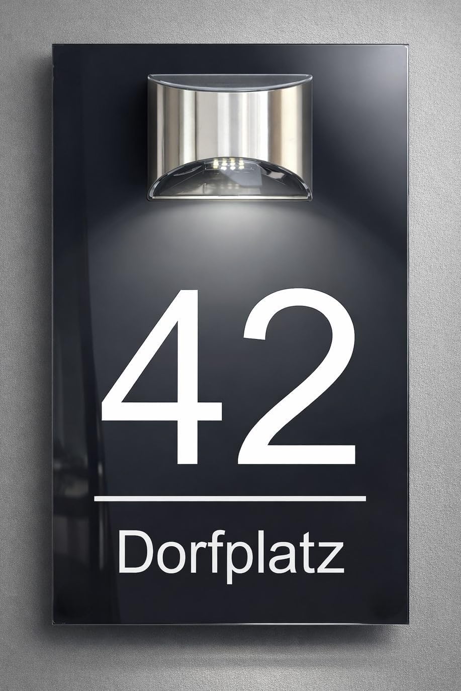 Numero civico di alta qualità, illuminato con LED solare, personalizzabile, vetro acrilico bianco opaco, effetto 3D, resistente alle intemperie H1023