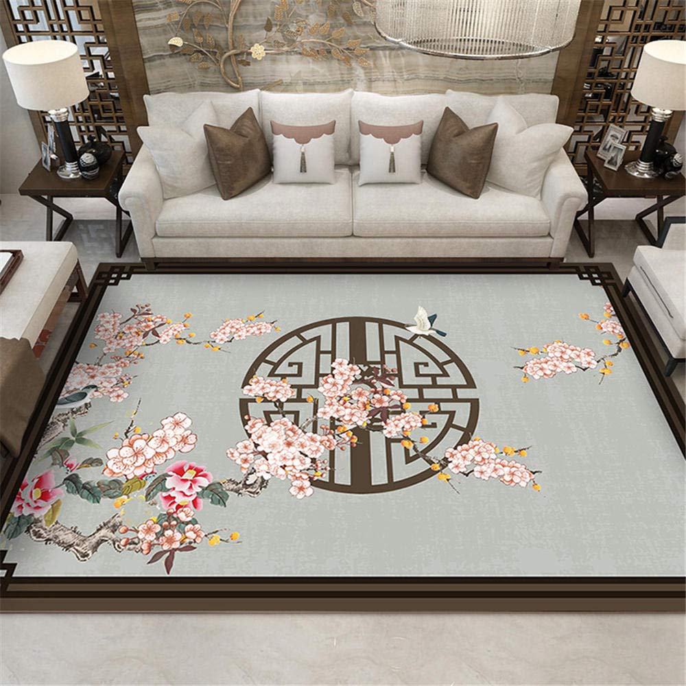 Tapis de chambre chinois 60x90cm marron et crème