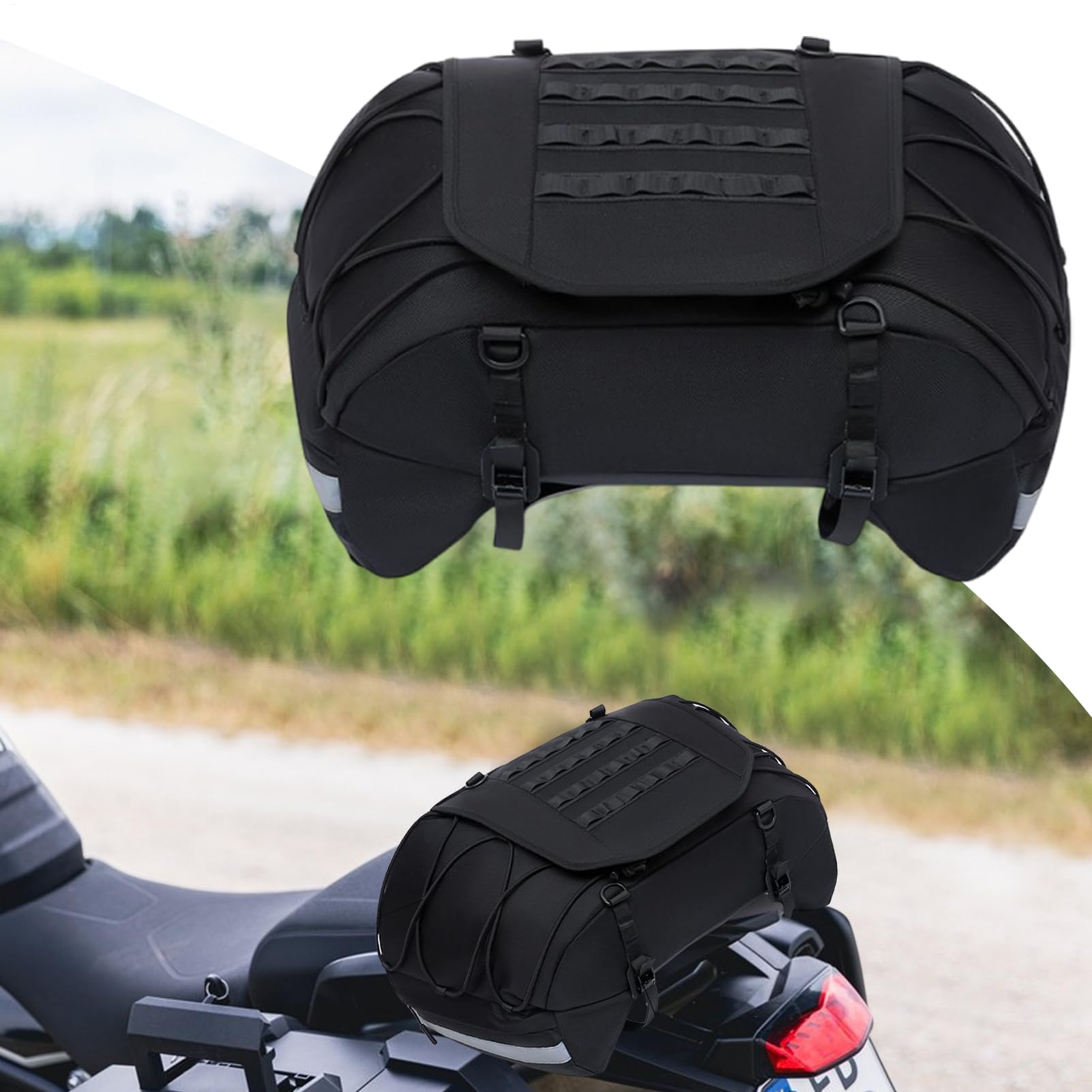 Torba Motocyklowa Tylna Torbą Siodłową Tylna Do Motocykla Wodoszczelna | Regulowane Siodło Bagażowe All-Weather Na Trasy I Dojazdy