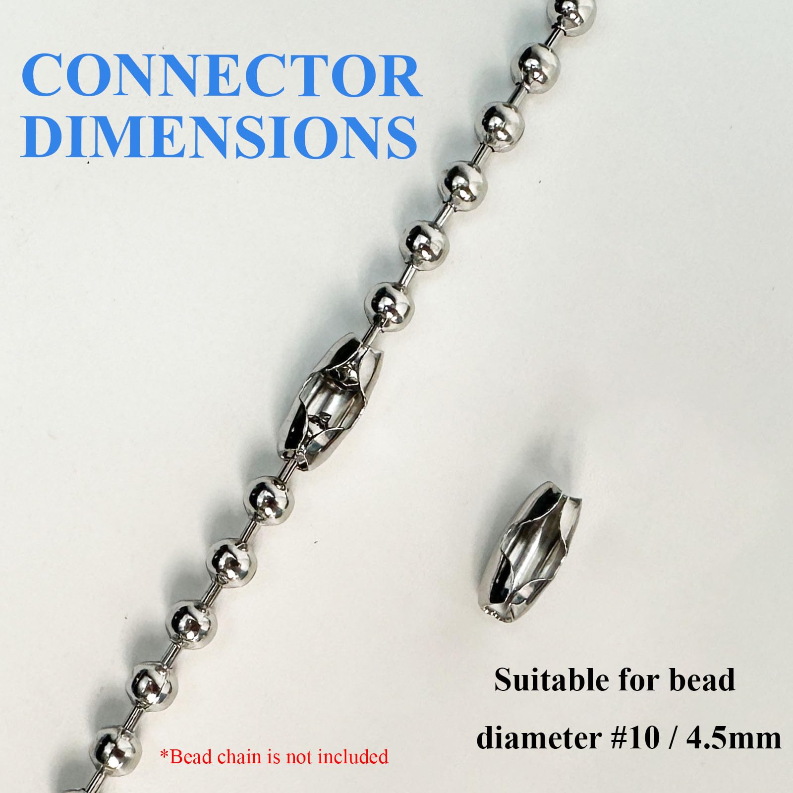20 Pack #10 B-Type Connector Clasps for Beaded Ball Chain for Outdoor & Indoor Use (304 Stainless Steel)