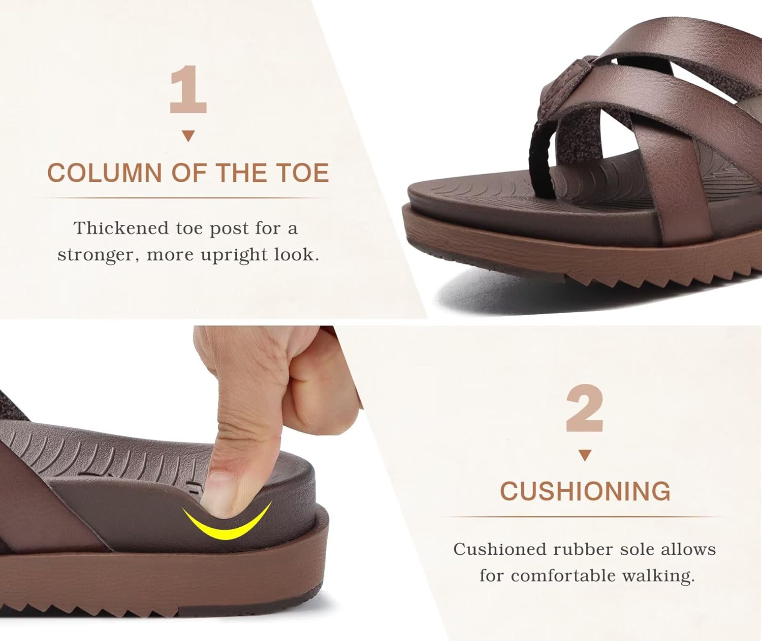 KuaiLu Womens Dressy Orthotic Flip Flops Ladies Yoga Memory Foam Summer Pool Beach Slip on Plantar Fasciitis Arch Support Brown 7.5 - Image 7