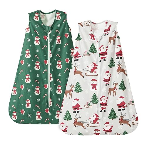 Miniatura 9 de PHF Manta de microforro polar para bebé, paquete de 2 sacos de dormir suaves con cremallera de 2 vías para bebés de 6 a 12 meses, saco de dormir