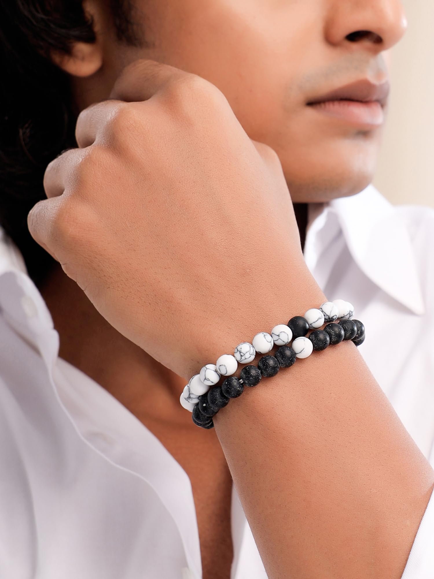 Yellow Chimes D'Vine Couple Collection Charm Bracelet for Women (Black; White)(YCFJCPBR-621DVINE-WHBK) 1