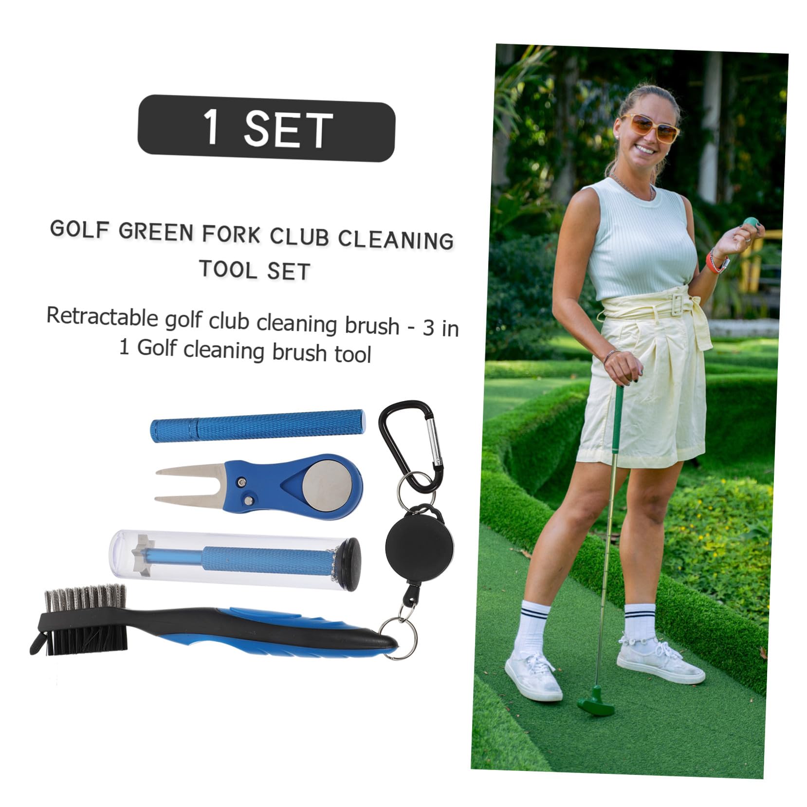 BESPORTBLE 5 Sets Golfreinigung Golfzubehör Reinigungsmittelset Edelstahlset Golfreinigungszubehör Geschenkset Pick-Putting-Becherbürste Rillenreiniger Doppelseitige Bürste Nylon