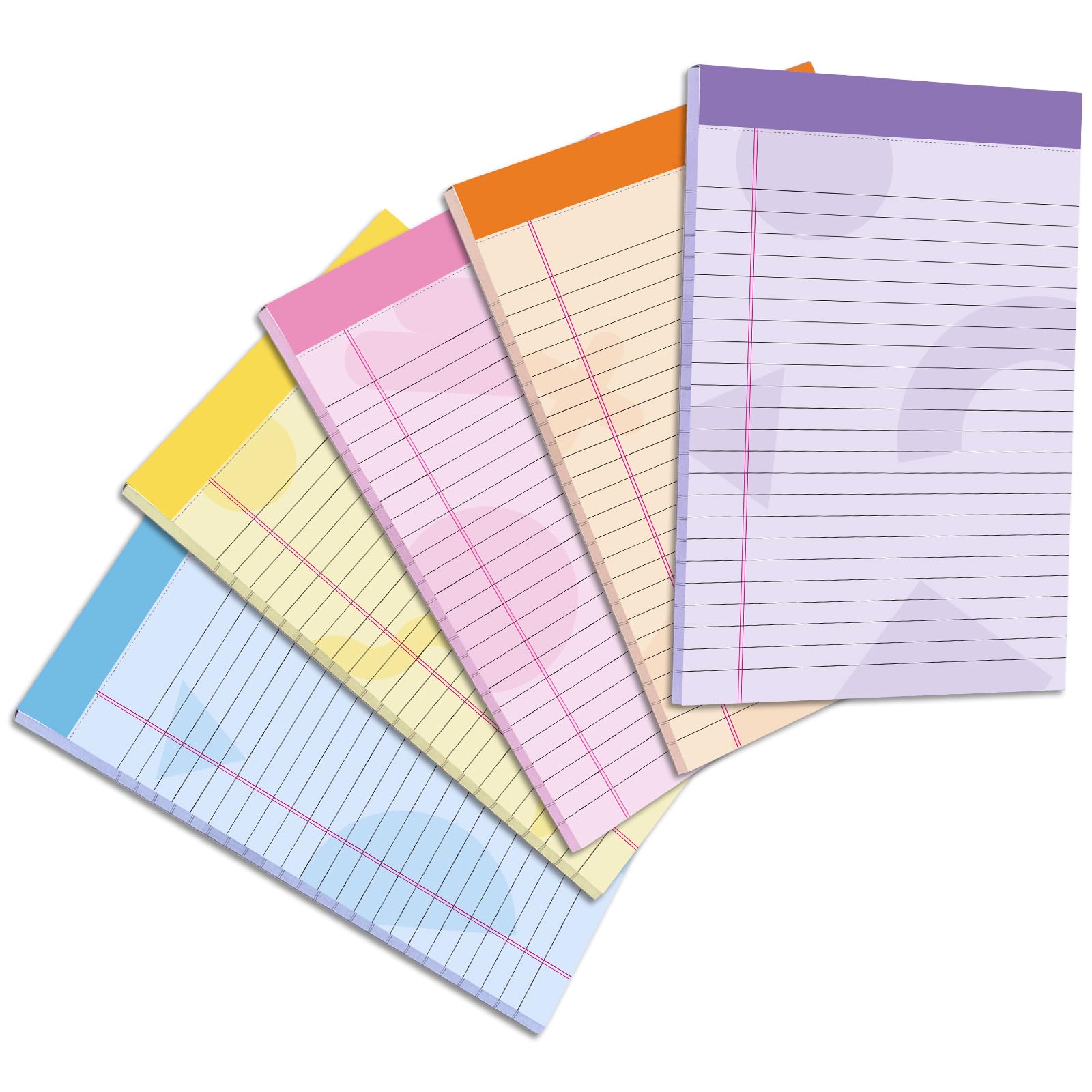 Thboxes 5 Pack Note Pad 5x8 200 Sheets Colored Notepad Perforated Small Notepad College Ruled Writing Pad for