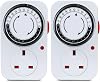 24 Hour Mechanical Timer Plug Socket UK, MDCMLKS Programmable Energy Saving Plug-in Indoor Timer Plug Switch for Indoor Lights, Lamps, Christmas Lights and Home Appliances,CE Listed(13A/3120W, 2 Pack)