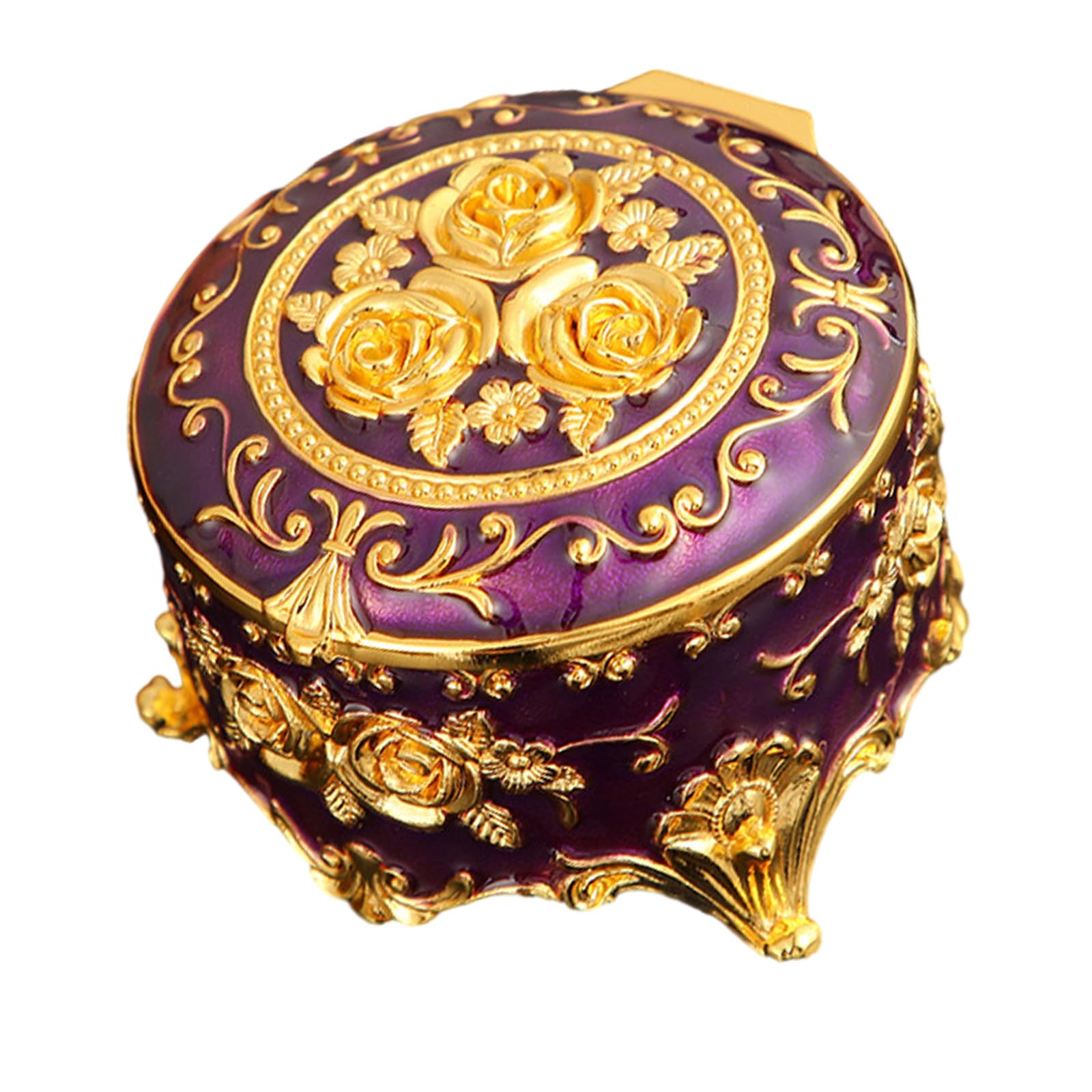 Maxtonser Vintage Enameled Jewelry Storage Box Elegant Desktop Organiser For Rings Earrings Necklaces with Secure Closure