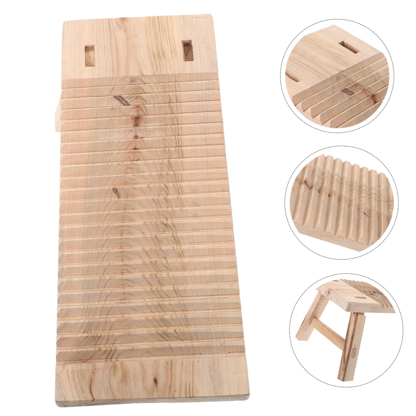 GLEAVI Tabla de Lavar de Madera Maciza Práctica y Antideslizante Patas, Superficie Pulida y Diseño Resistente para Lavar Ropa a Mano Hogar