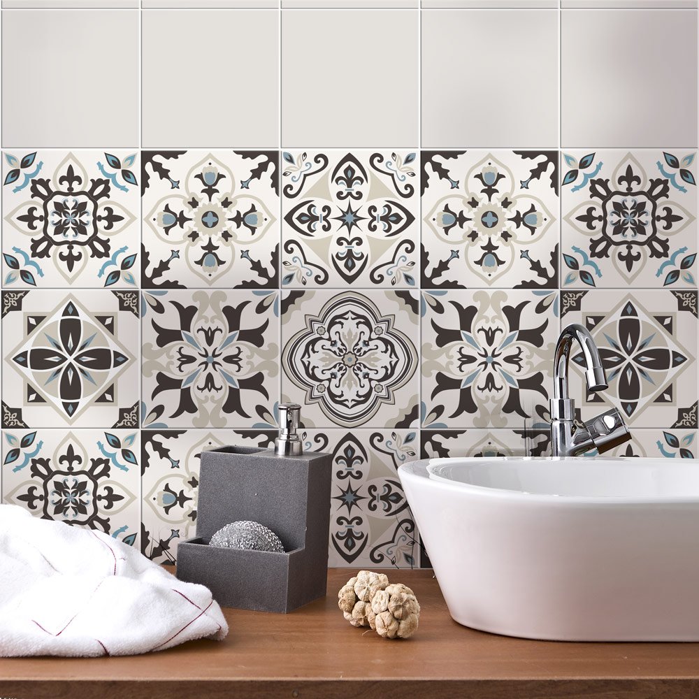 RE-COVERTILES - Pegatinas para Azulejos de Baño y Cocina 10 Piezas 20x20 cm - PS00146 Decoración de pared en PVC Azulejos Mosaico Impermeables estilo Cementina Azulejos — view 16