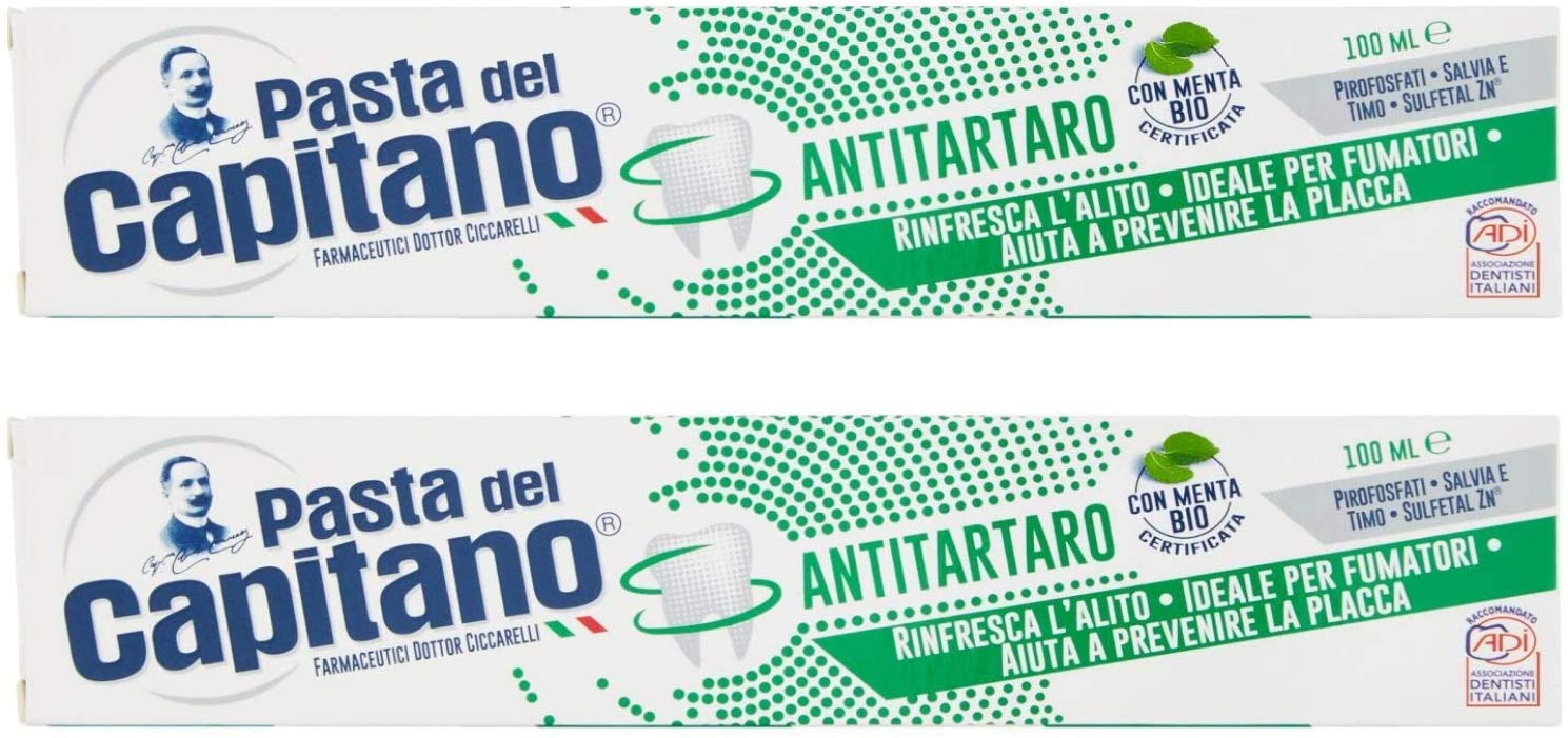 Pasta del Capitano Antitartaro Toothpaste 100ml 3.53oz, Pack of 2