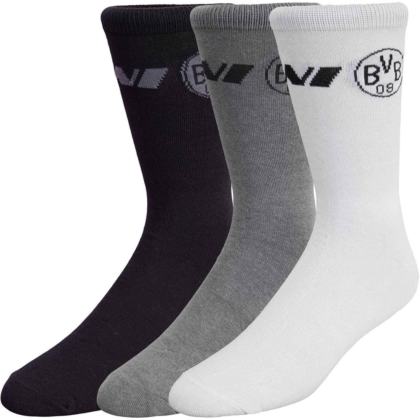 Borussia Dortmund BVB Gift Socks Set of 3, multi-coloured, 39-42