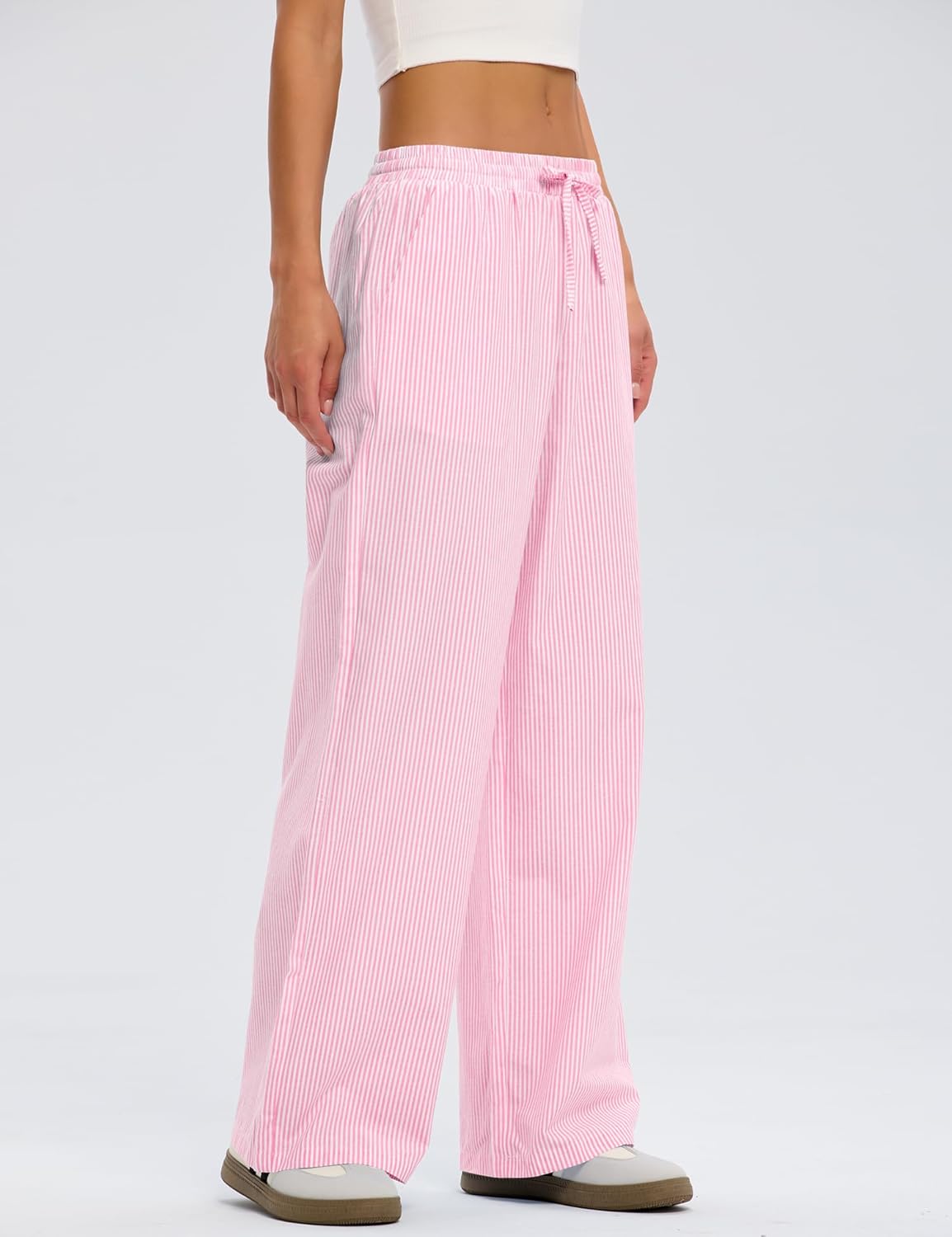 LOMON Striped Gingham Pants Women 2026 Spring Summer Pajamas Wide Leg Pj Lounge Boxer Bottoms Y2k Trousers with Pocket - Image 6