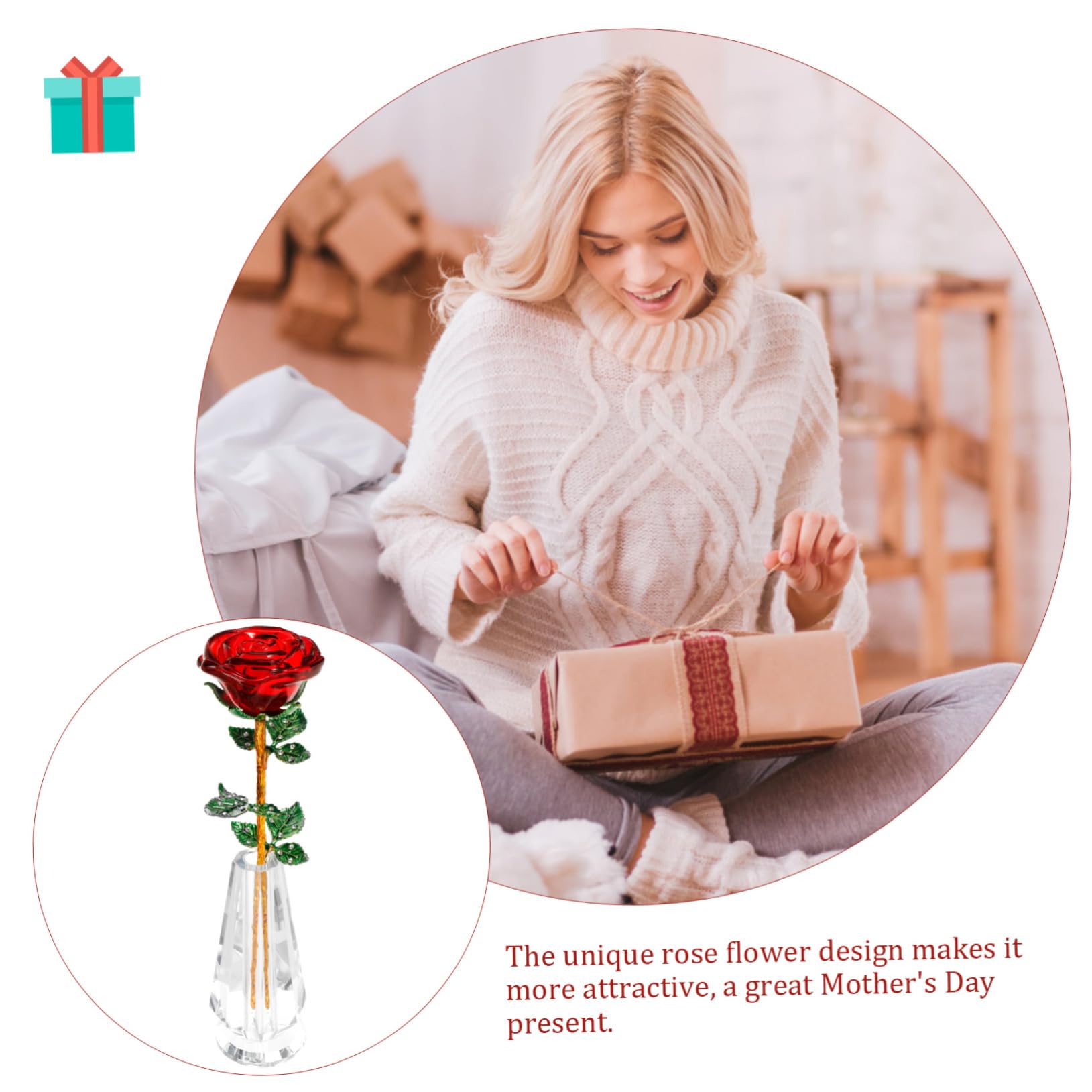 Alipis Decorazione Floreale Con Statuina Per La Sua Rosa Per La Festa Della Mamma