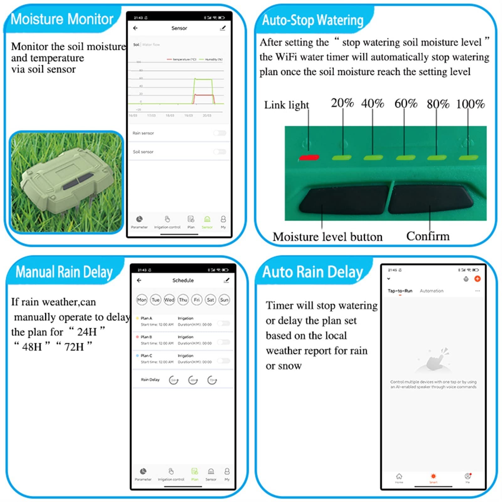 Smart Water Valve Spegnimento WiFi Tuya Smart Sprinkler Timer, Giardino di casa Timer per irrigazione Automatica Sensore Pioggia Irrigazione Sprinkler Telecomando WiFi (Color : Pressure Valve)