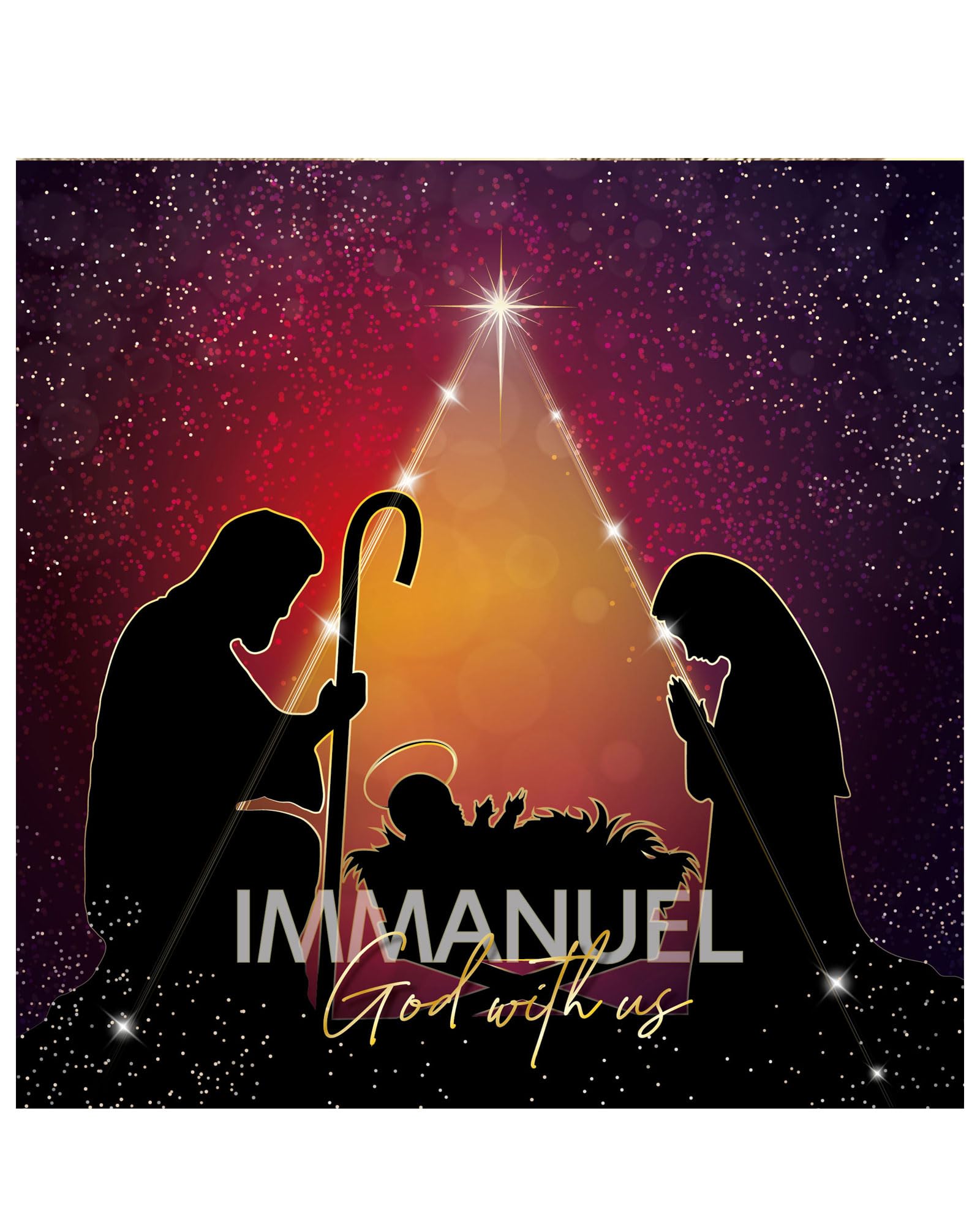 Christian Christmas cards, pack of 10, Immanuel, with Bible verse Isaiah 7:14 inside these religious Christmas cards