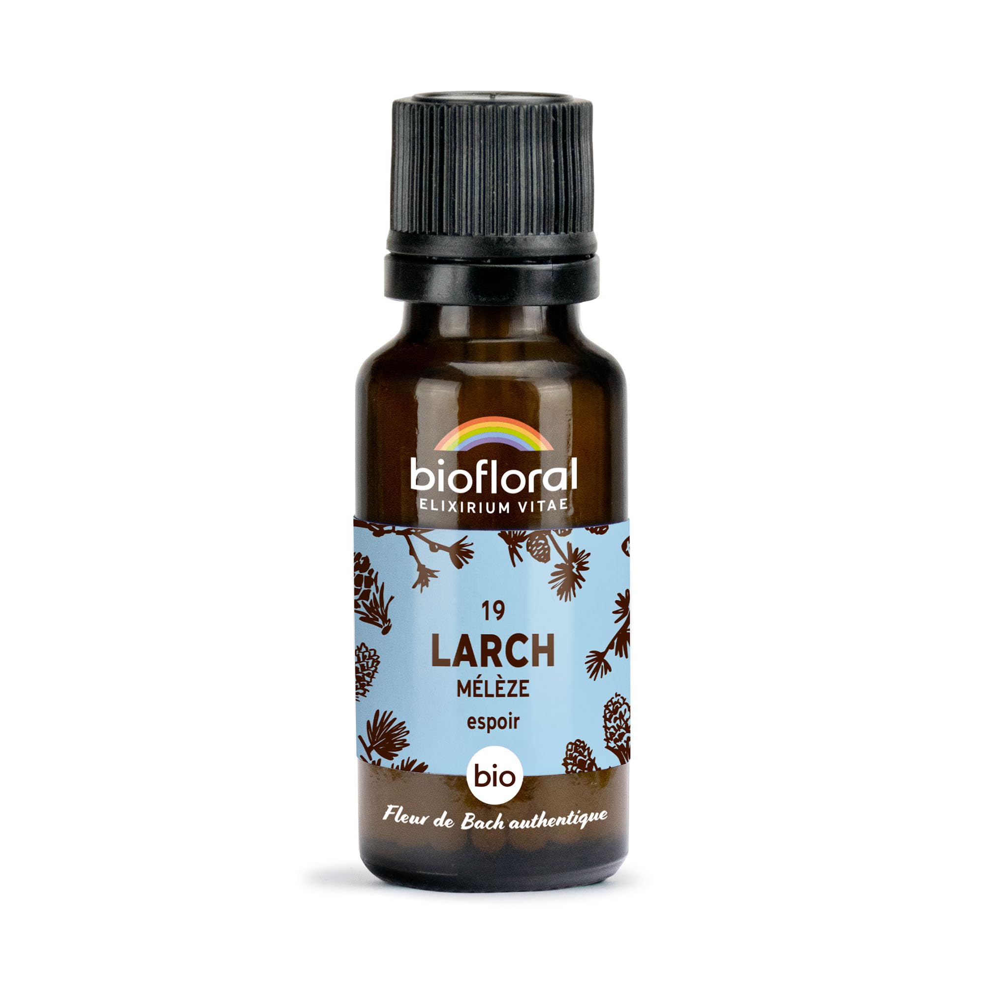 BIOFLORAL - 19 Larch, Mélèze BIO - Espoir - Fleur de Bach Authentique - 470 Granules - Sans Alcool