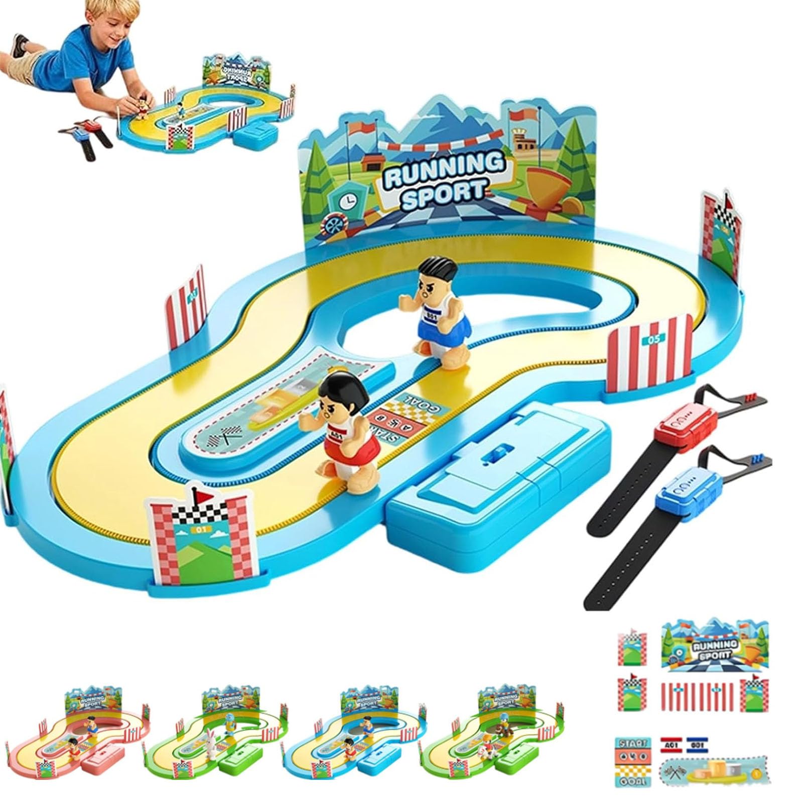 Competitive Simulation Track Motion Toys, Motion-Sensing Racing Game,Parent Child Two-Player Interactive Track Physical Action With Wireless Induction,For Home & Party (#BDual battery)