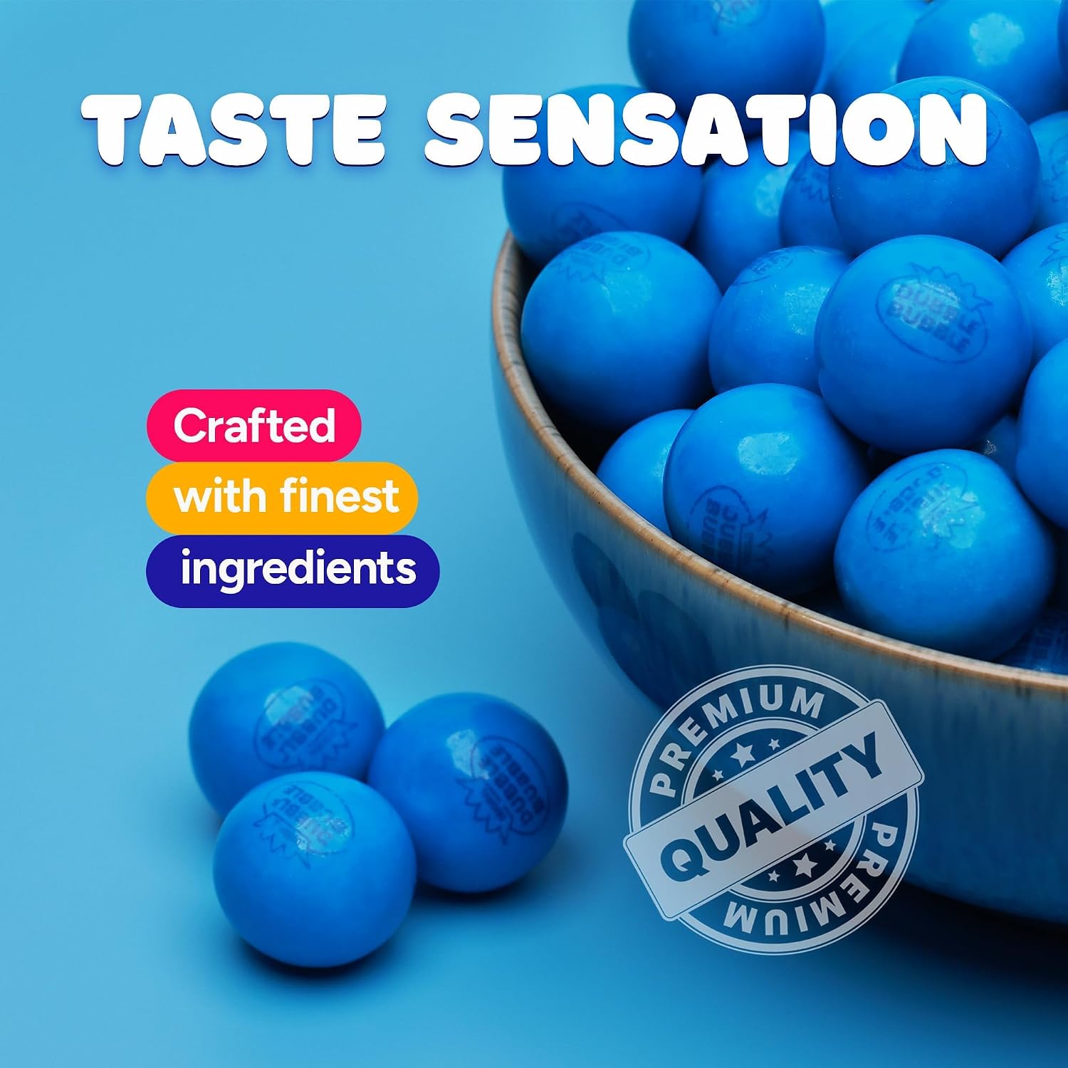 Gumballs for Gumball Machine Refill - 1 Inch Blueberry Flavored Bubble Gum - Blue Double Bubble Chewing Gum For Kids - Bulk 3.4 LB image 4